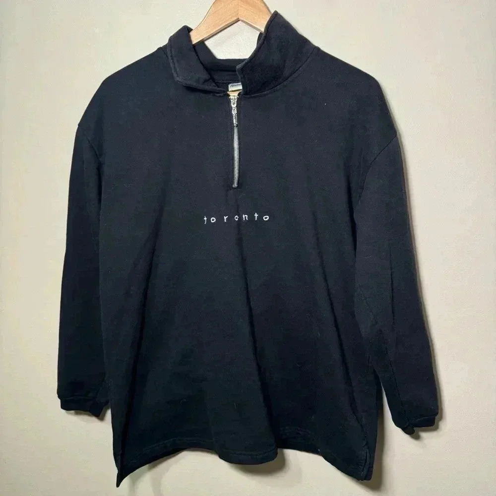 Vintage Toronto  y2k streetwear 1/4 zip sweater L - Picture 4 of 7